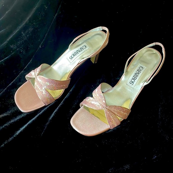 Caparros pink sequined dress shoes. Sling back open toe. Size 7.5 worn once. - Picture 1 of 7
